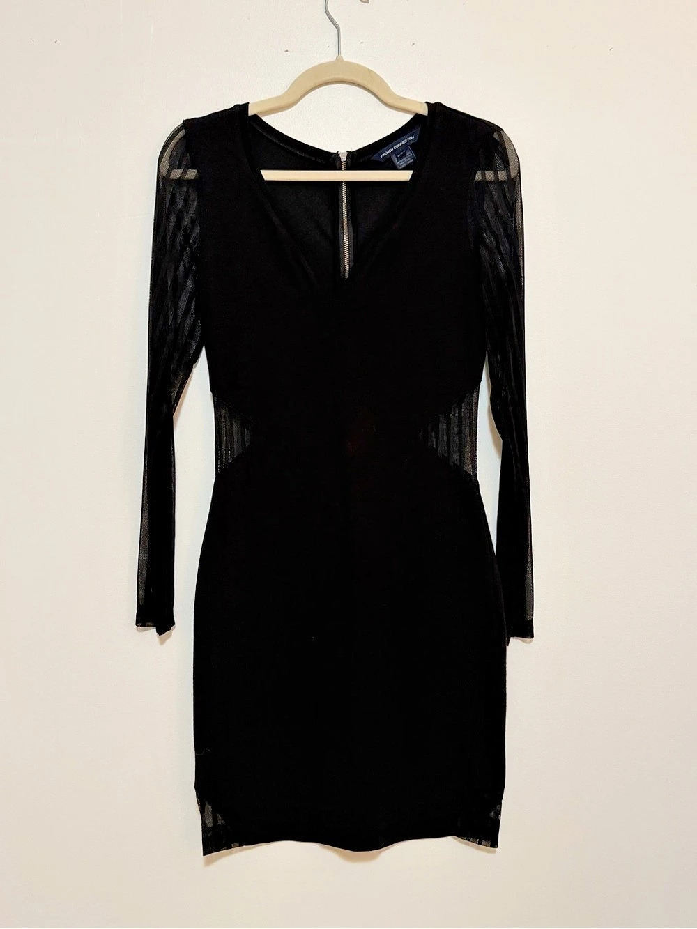French Connection Viven Mesh Panel Jersey Long Sleeve Dress